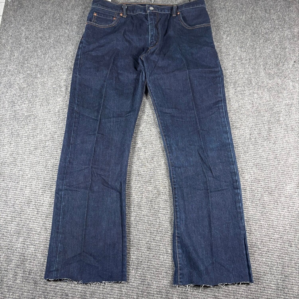 Vtg Levis 517 Bootcut Jeans Mens 36x36 Blue Good Raw Hem Dark Wash 0305